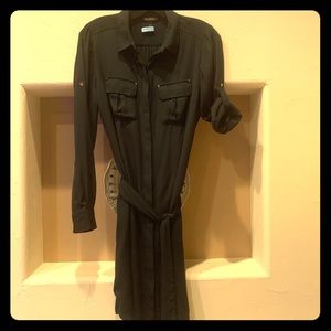 Dark green jersey shirt dress